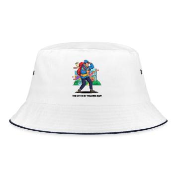 Stadtentdecker und Abenteurer. - Bucket Hat - Weiß/Navy - Vorne