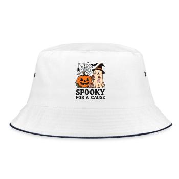 Gruselig für einen guten Zweck – Cute Ghost Support - Bucket Hat - Weiß/Navy - Vorne