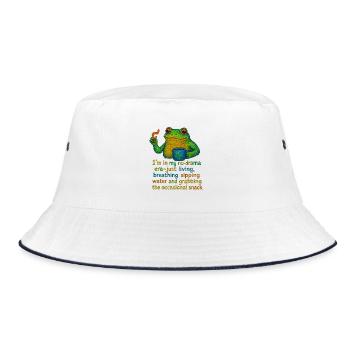 No-Drama Frog Mug Design - Bucket Hat - white/navy - Front