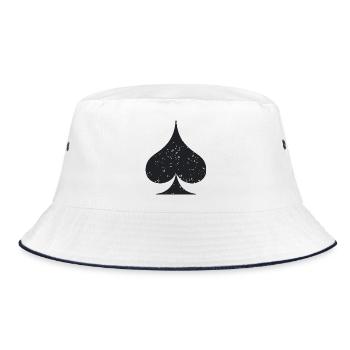 Kartenanzug Pik Symbol Grunge Textur - Bucket Hat - Weiß/Navy - Vorne