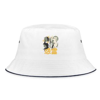 Japanischer Dämon - Bucket Hat - Weiß/Navy - Vorne