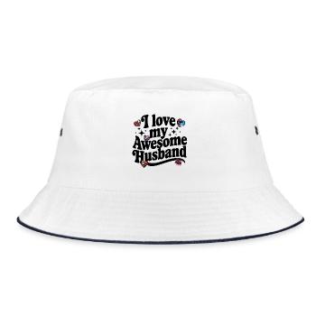 Awesome Husband Gift – Liebe trifft Sport & Superhe - Bucket Hat - Weiß/Navy - Vorne