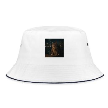 Funny Smoking Cat Meme Stupid Brainrot  - Bucket Hat - white/navy - Front