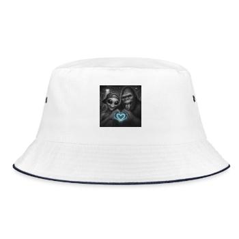 Bigfoot Sasquatch Alien Love Hand Sign - Bucket Hat - white/navy - Front