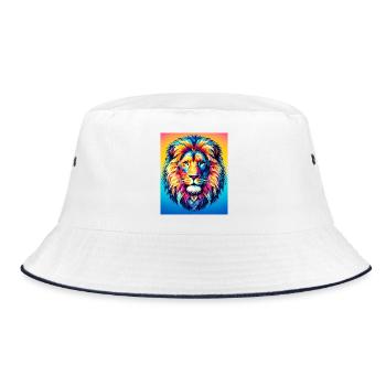 lion - Bucket Hat - white/navy - Front