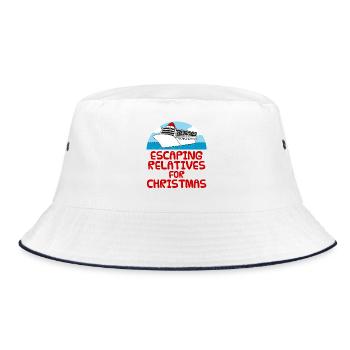 Escaping Relatives For Christmas Cruise Ship Funny - Bucket Hat - white/navy - Front