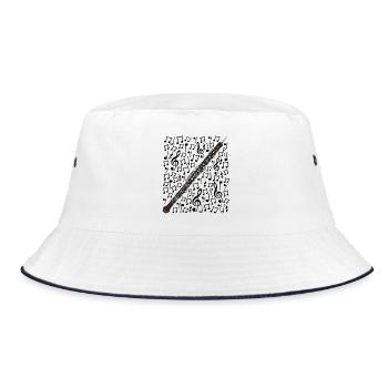 Oboe Musical Notes Oboist Musician Orchestra - Bucket Hat - white/navy - Front