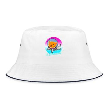 Catronaut Space Cat Cute Astronaut Humor - Bucket Hat - Weiß/Navy - Vorne