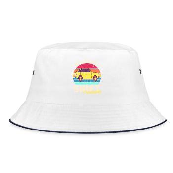 Real Cars Don’t Shift Themselves Funny Manual - Bucket Hat - Weiß/Navy - Vorne