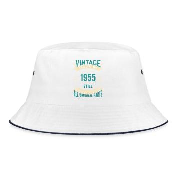 Vintages 1955 klassisches Textdesign - Bucket Hat - Weiß/Navy - Vorne
