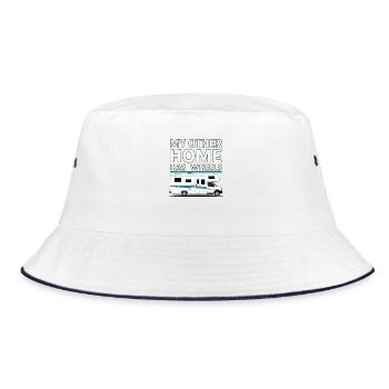 My Other Home Has Wheels – Camping Design - Bucket Hat - Weiß/Navy - Vorne