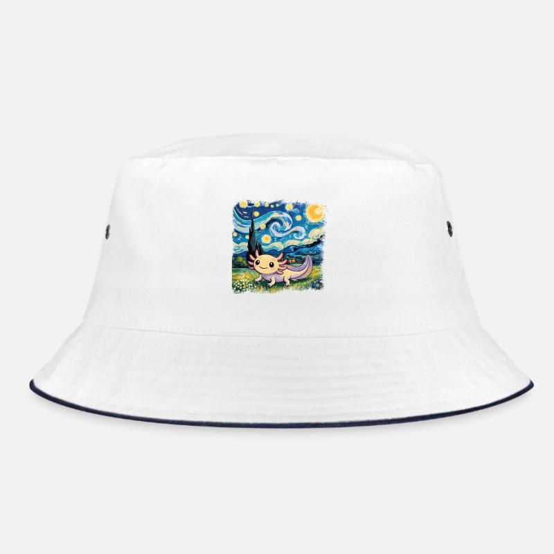 Whimsical Axolotl Under Starry Night Bucket Hat