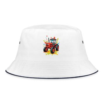 Conception artistique de tracteur coloré - Bob - blanc/marine - Devant
