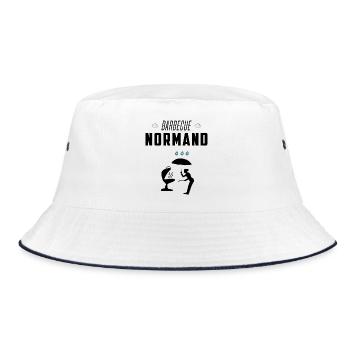 Normandie Barbecue Normandie Geschenkidee - Bucket Hat - Weiß/Navy - Vorne
