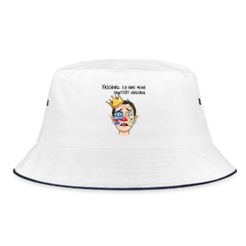 Fasching: Ich habe meine Identität verloren - Bucket Hat - Weiß/Navy - Vorne