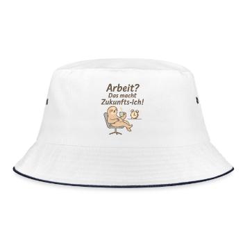 Future-oriented workhorse motif - Bucket Hat - white/navy - Front