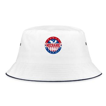 American Mechanic Pride Patriotic Garage Worker - Bucket Hat - Weiß/Navy - Vorne