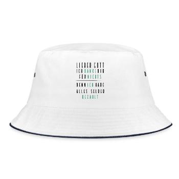 lieber gott ich danke dir für nichts, alles bezahl - Bucket Hat - Weiß/Navy - Vorne