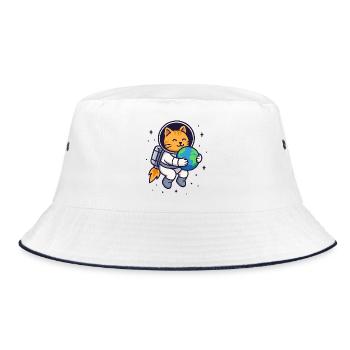 Chat de l’espace étreignant la Terre – Chemise Kawaii - Bob - blanc/marine - Devant