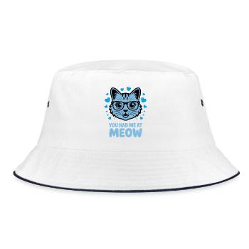 Du hattest mich beim Miauen - Bucket Hat - Weiß/Navy - Vorne
