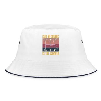 Car Mechanic Is the Answer Manual Gear Humor - Bucket Hat - white/navy - Front