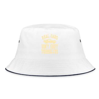 Real Cars Don’t Shift Themselves Manual Pride - Bucket Hat - Weiß/Navy - Vorne