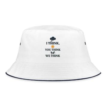 Lustiges Zitat, ich denke, wir denken - Bucket Hat - Weiß/Navy - Vorne
