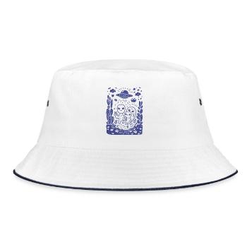 Aliens - Visitors from Space - Gift - Bucket Hat - white/navy - Front