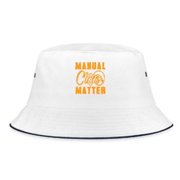 Manual Cars Matter Driving Purist Stick Shift - Bucket Hat - Weiß/Navy - Vorne