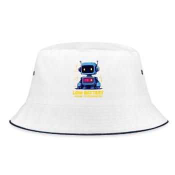 Robot futuriste avec message de batterie faible - Bob - blanc/marine - Devant