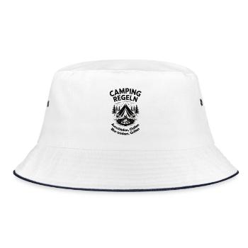 Camping Regeln – Chill, Bier, Grill, Schlaf - Bucket Hat - Weiß/Navy - Vorne