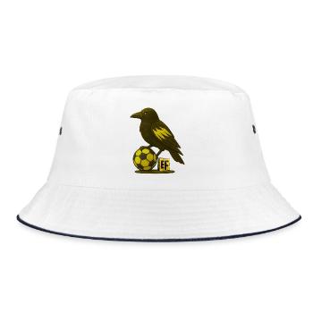 Vogel mit Fußball und Buchstabe E - Bucket Hat - Weiß/Navy - Vorne