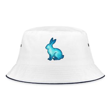 Soul Animal and Guardian Being: Rabbit - Bucket Hat - white/navy - Front
