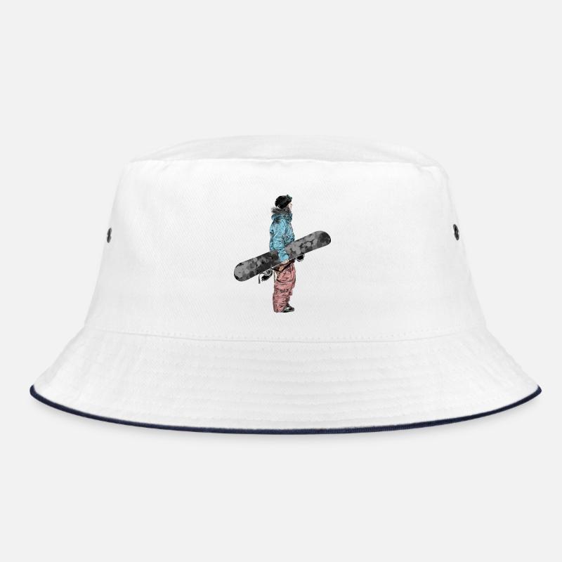 Adventure Snowboarder Illustration Bucket Hat