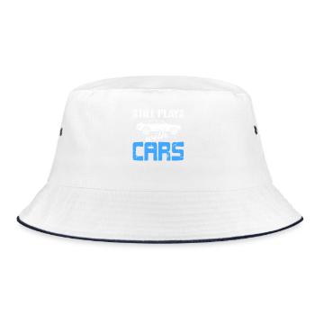 Still Plays With Cars Funny Auto Hobby Humor - Bucket Hat - Weiß/Navy - Vorne