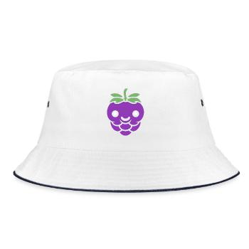 Cute Illustration of Ripe Purple Raspberry - Bucket Hat - white/navy - Front