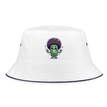 Gurke mit Afro - Bucket Hat - Weiß/Navy - Vorne