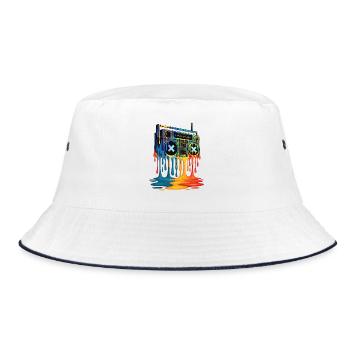 Dripping Paint Boombox Retro Hip Hop Art Throwback - Bucket Hat - white/navy - Front