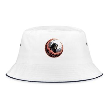 Dunkler Reaper Mond Tattoo Design - Bucket Hat - Weiß/Navy - Vorne