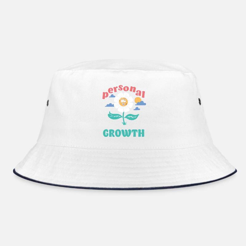 Persönliches Wachstum Daisy - Bucket Hat - Weiß/Navy