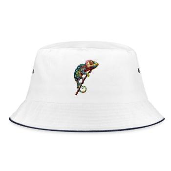 Chameleon Lizard Reptile Chameleon Iguana Lizard - Bucket Hat - white/navy - Front