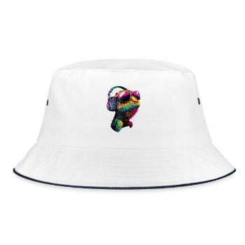 Chameleon Lizard Reptile Chameleon Iguana Lizard - Bucket Hat - white/navy - Front