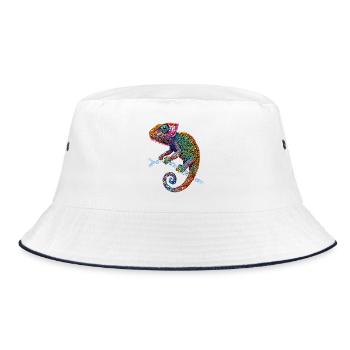 Chameleon Lizard Reptile Chameleon Iguana Lizard - Bucket Hat - white/navy - Front