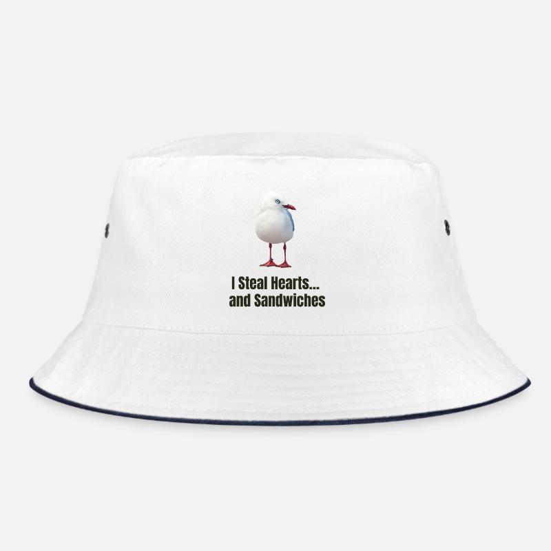 Whimsical Seagull with Heartwarming Message Bucket Hat