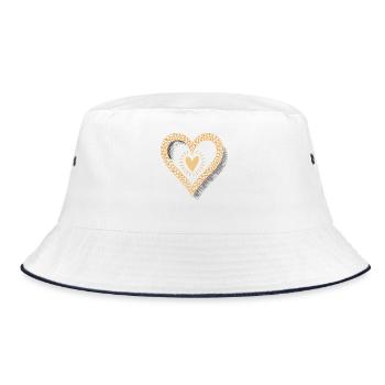 Leopard Print Heart - Bucket Hat - white/navy - Front