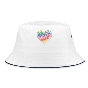 Rainbow Leopard Heart Design - Bucket Hat - white/navy - Front