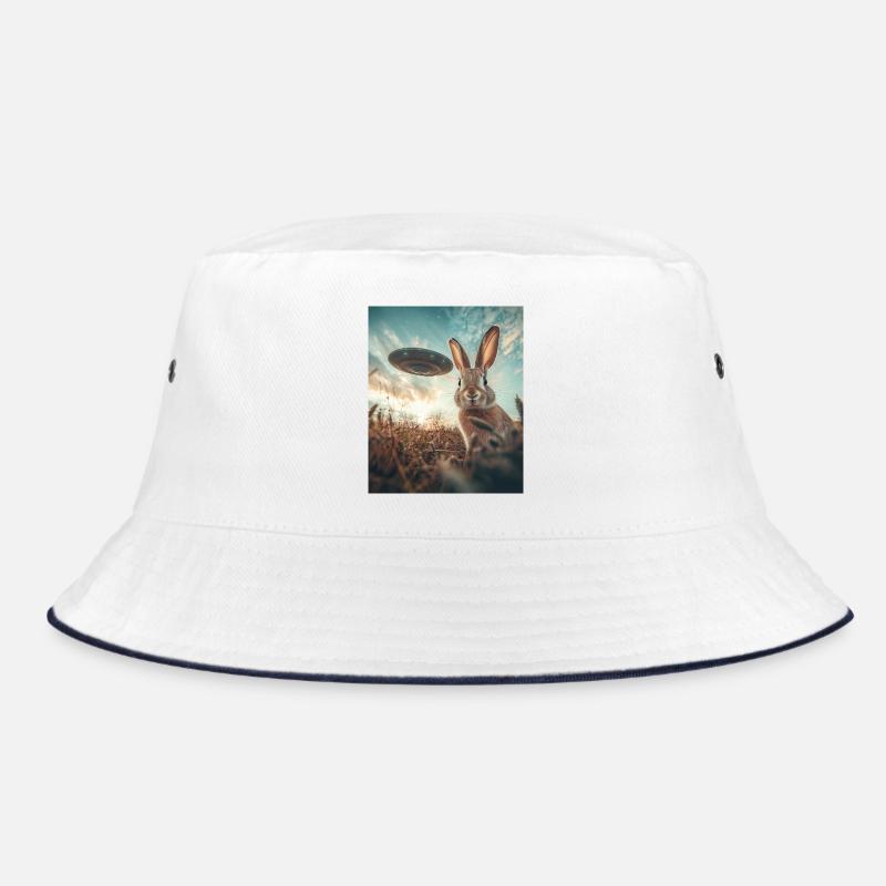Rabbit selfie with UFO Bucket Hat