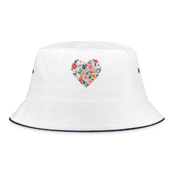 Motif de cœur fleuri - Bob - blanc/marine - Devant