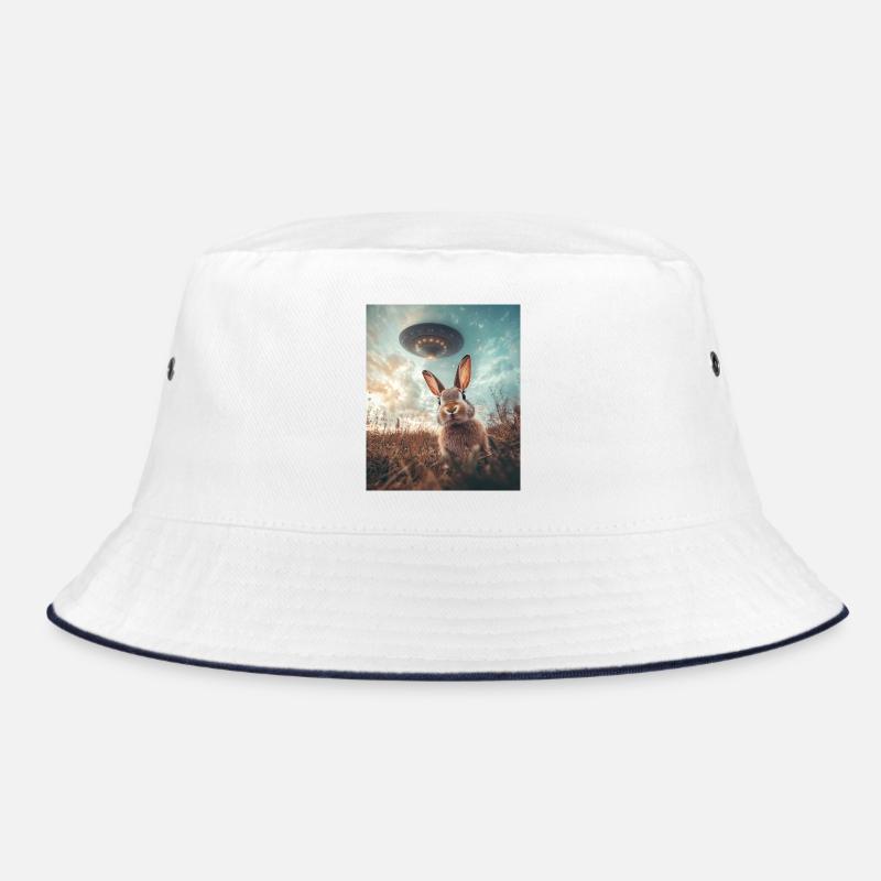Rabbit selfie with UFO Bucket Hat