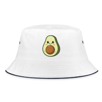 Kawaii Avocado-Food-Liebhaber - Bucket Hat - Weiß/Navy - Vorne